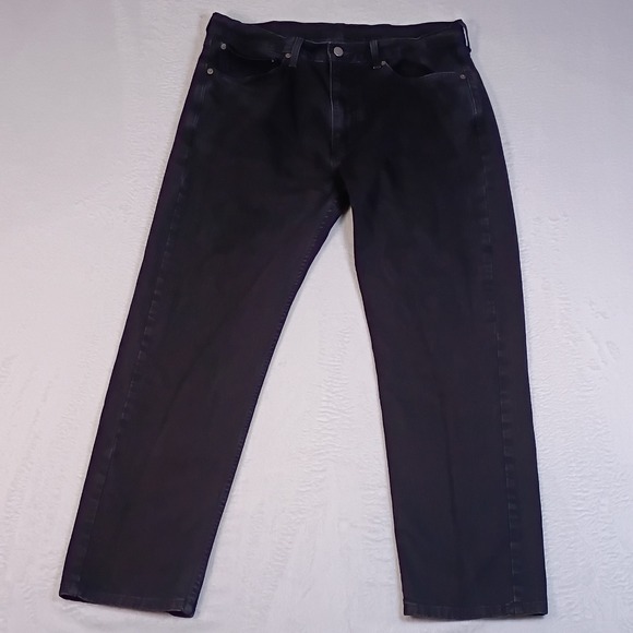 Levis 505 Regular Fit Mens Black Jeans Straight Leg Denim W36 L30 - Picture 3 of 13